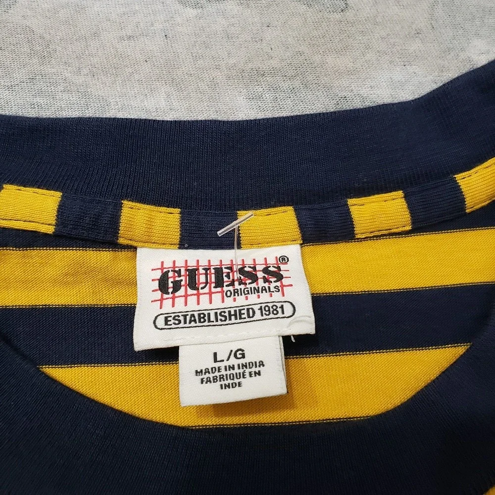 Vintage Guess Originals Shirt Mens Large Blue Short Sleeve Embroidered Bumblebee - Picture 4 of 9